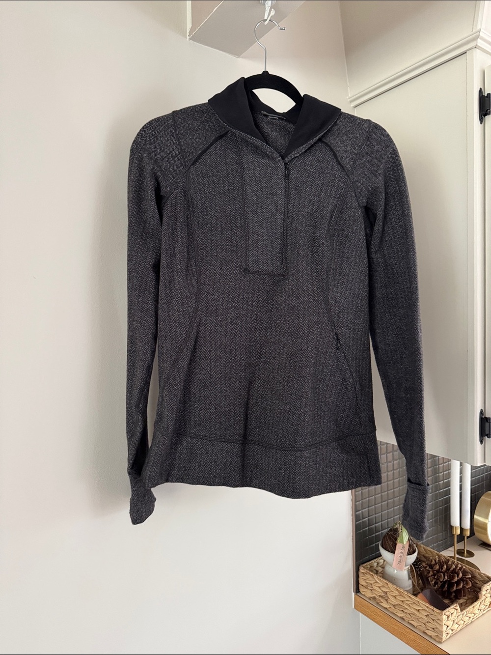 lululemon athletica charcoal gray half-zip cowl pullover